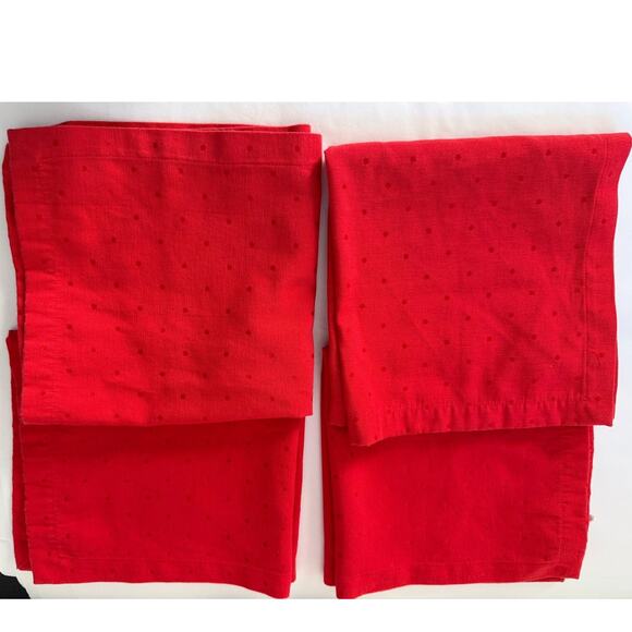 Kate Spade Red w/ Red Dot Napkins Set of 4 - Picture 1 of 3